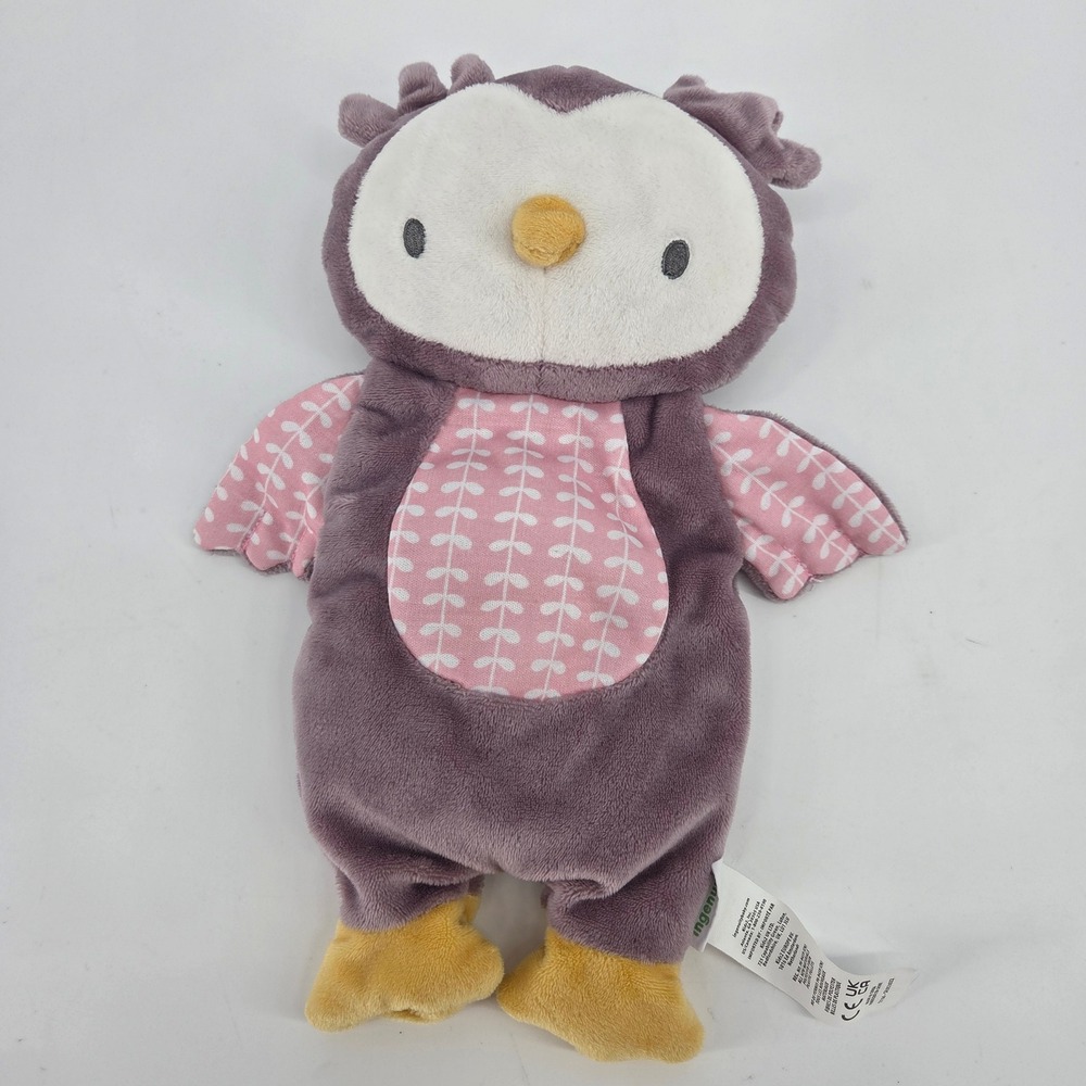 Ingenuity Purple Owl Plush Stuffed Animal Baby Toy Pink Leaf Pattern Kids2